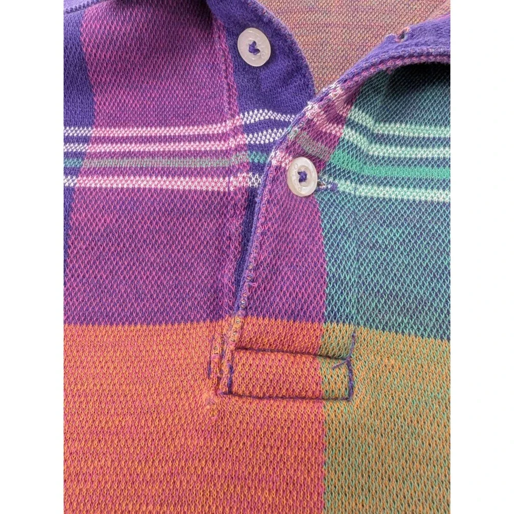 Polo Ralph Lauren Vintage 1980's Plaid Polo Shirt XL USA FLAWED RARE See Photos